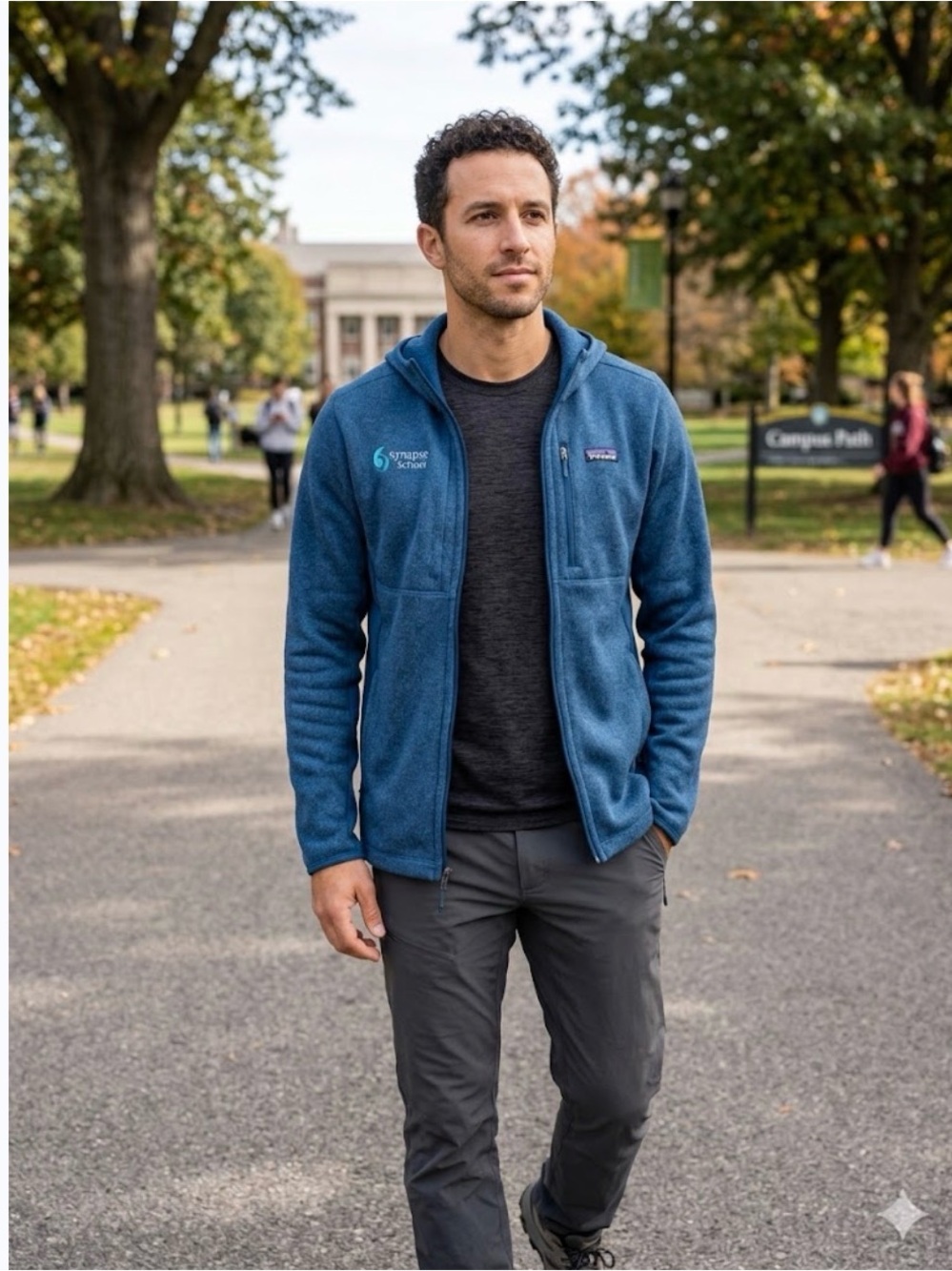 Patagonia Teal-Blue Hooded Fleece Jacket